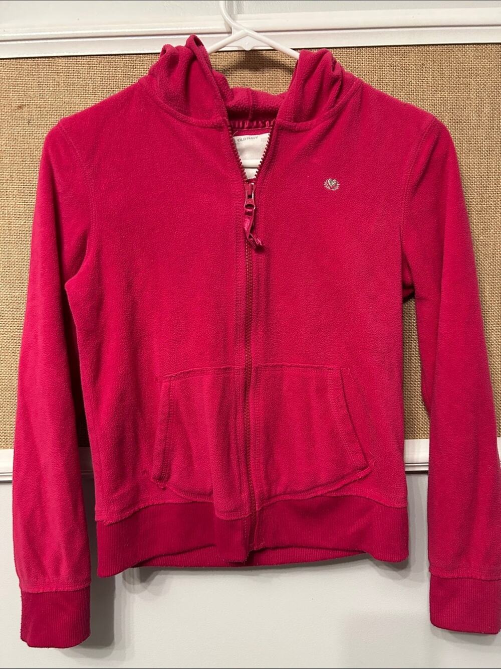 Old Navy Girls Hot Pink Zip-Up Hooded Sweatshirt